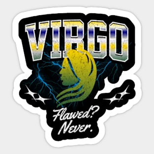 Virgo Flawed? Never Retro Bootleg Zodiac Sign Astrology Birthday Sticker